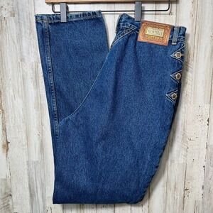 Vintage Lawman Western Cowgirl Blue Jeans Relaxed Fit High Rise Womens 11/ 12